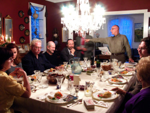 A Jewish family celebrates the Passover with a Seder dinner. The evening included a reading, "Why is this night different from all other night?" from the Haggadah, and Hebrew singing. Creative commons image by Jennie Faber