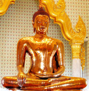 The Golden Buddha, officially titled Phra Phuttha Maha Suwan Patimakon, is the world's biggest solid gold statue. It is located in the temple of Wat Traimit, Bangkok. By Chirag Gupta