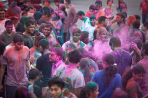 People of all ages celebrate Holi, the Festival of Colors, at the Hindu Temple & Cultural Center of Kansas City on March 30, 2013. RNS photo by Sally Morrow