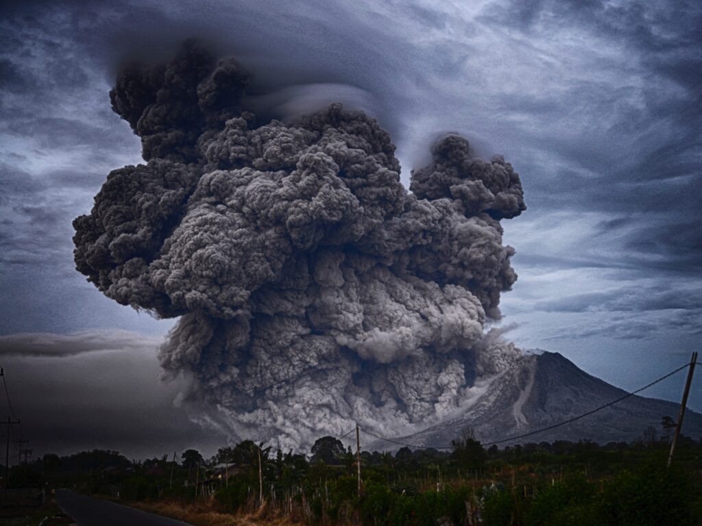 Volcanic eruption, Mount Sinabung, Indonesia.